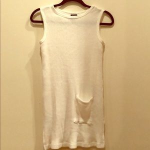 VTG White Ribbed Pocket Tank Sz S